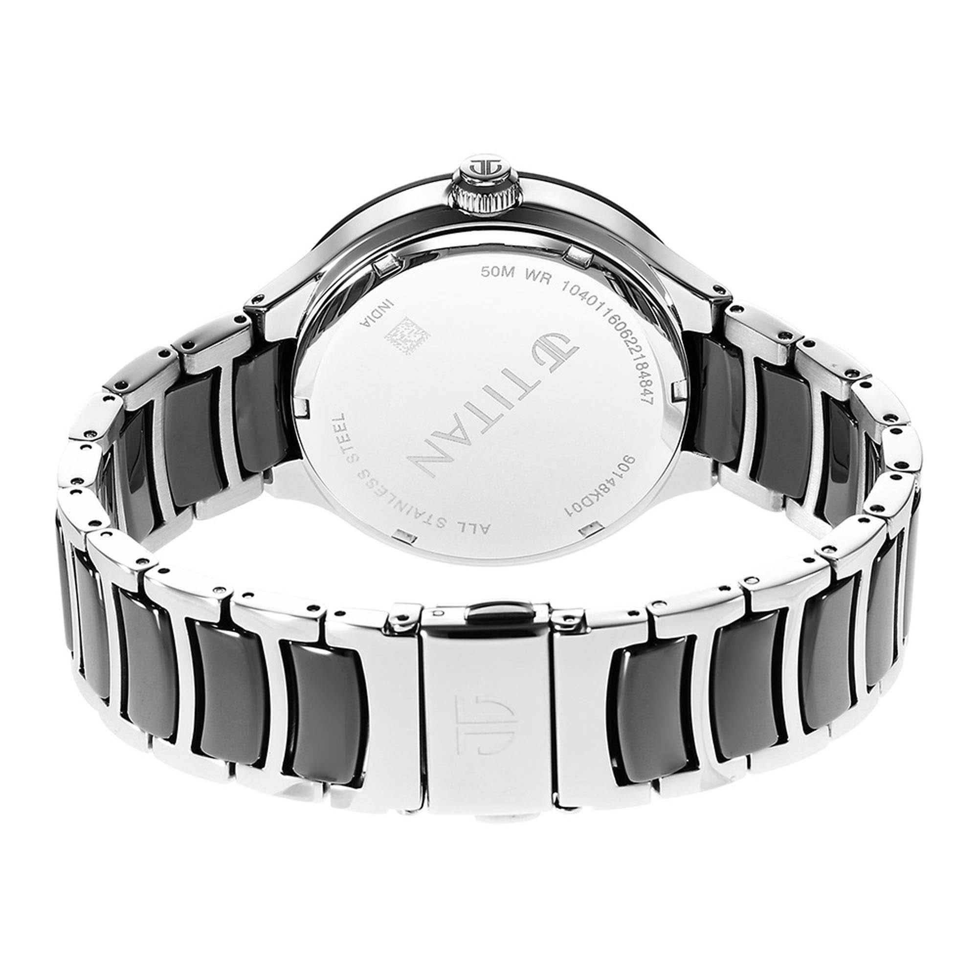 Titan Ceramic Fusion Black Dial Multi Stainless Steel Strap watch for Men