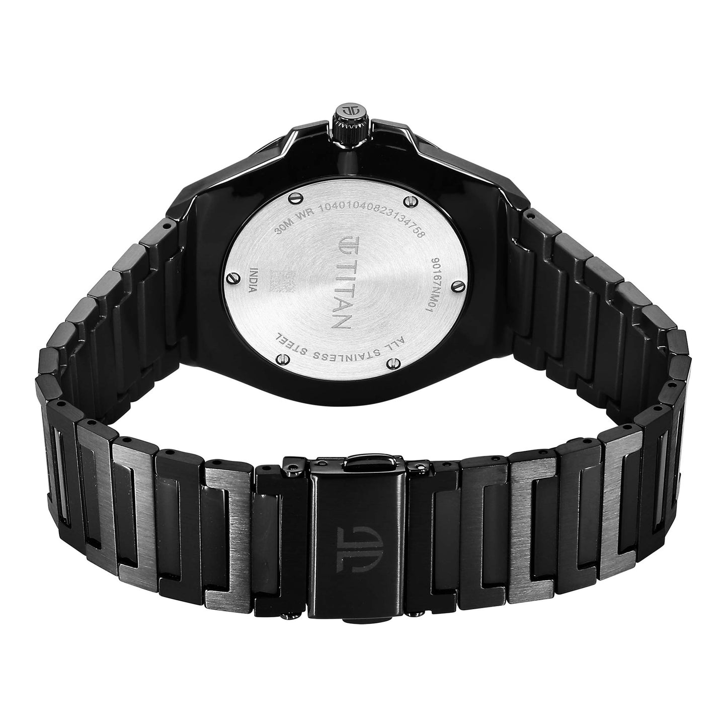 Titan Classique Slim Quartz Analog with Date Black Dial Stainless Steel Strap Watch for Men