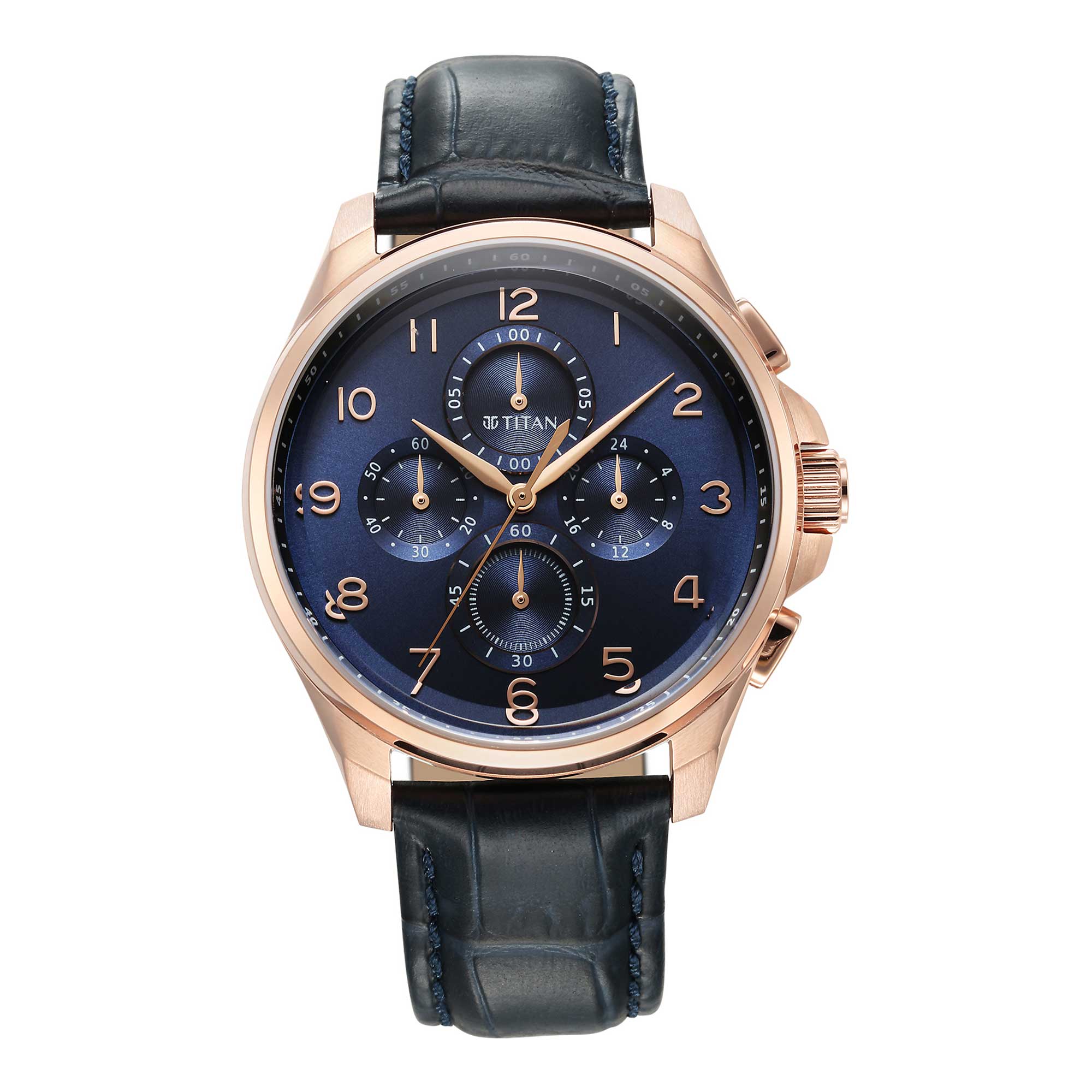 Titan Classic Chrono Blue Dial Stainless Steel Strap Watch for Men