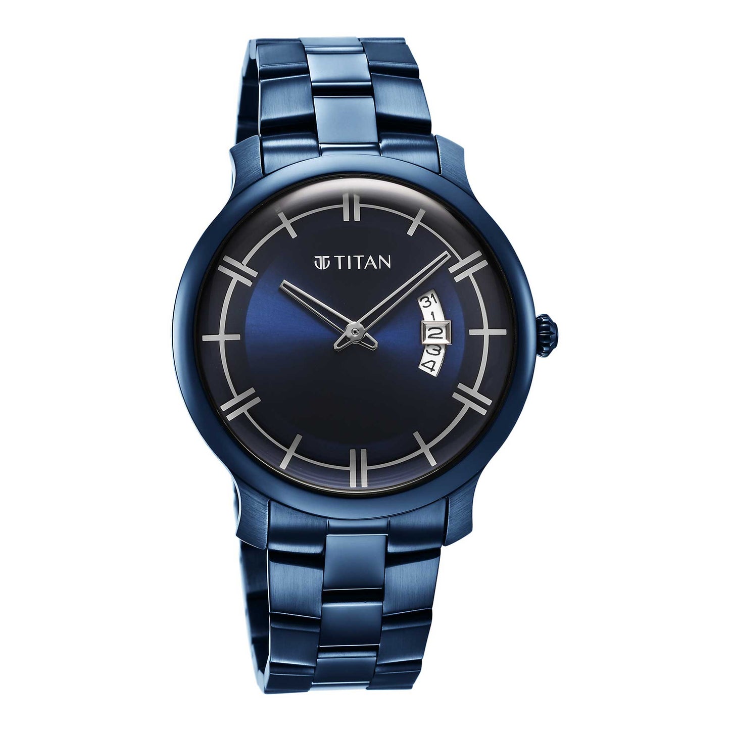 Titan Classic Distincta Blue Dial Analog with Date Stainless Steel Strap watch for Men