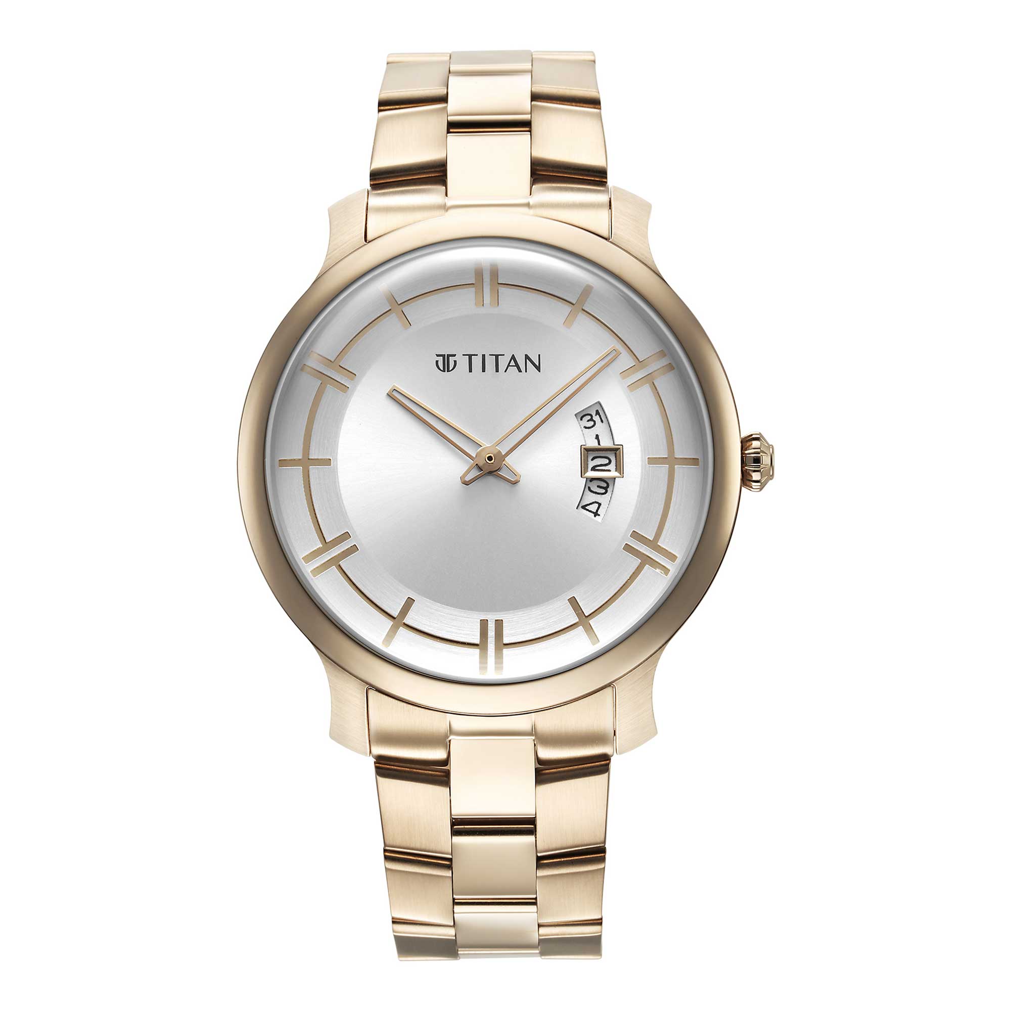 Titan Classic Distincta Silver Dial Analog with Date Stainless Steel Strap watch for Men