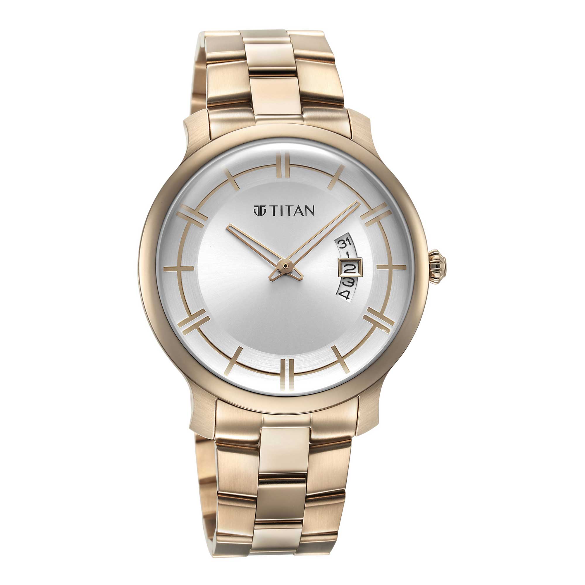 Titan Classic Distincta Silver Dial Analog with Date Stainless Steel S ...