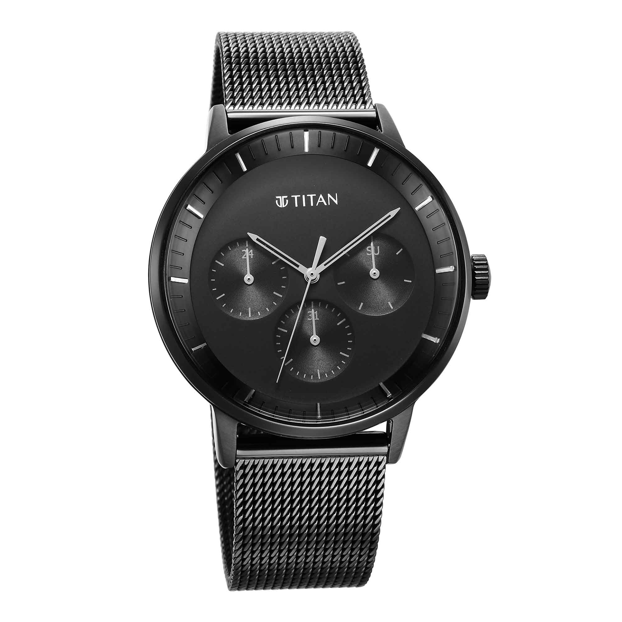 Titan Modern Classics Black Dial Multi Stainless Steel Strap watch for Men