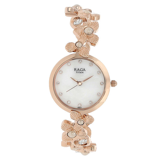 Titan Raga Aurora Mother of Pearl Dial Women Watch With Metal Strap