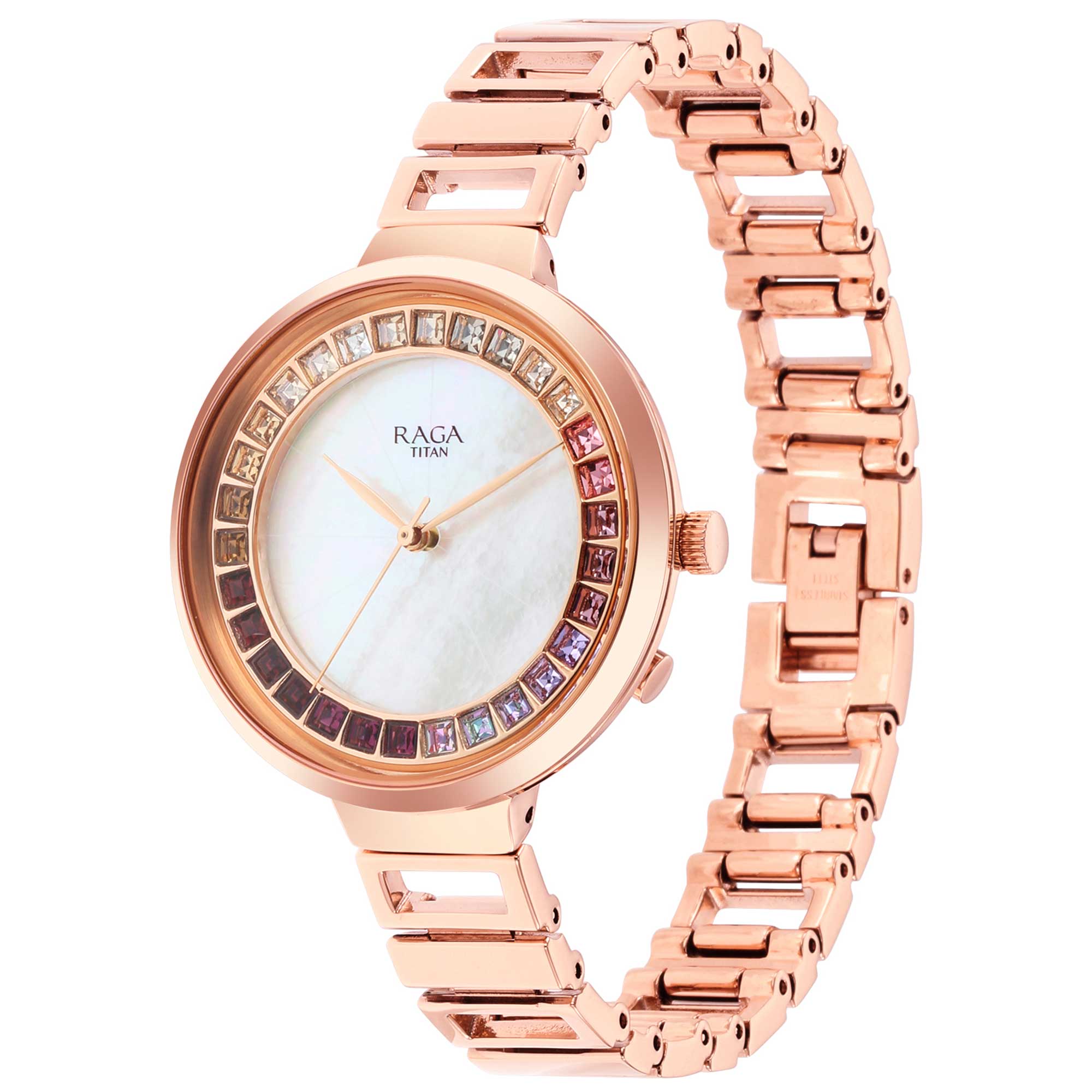Titan Love All Mother Of Pearl Dial Women Watch With Metal Strap