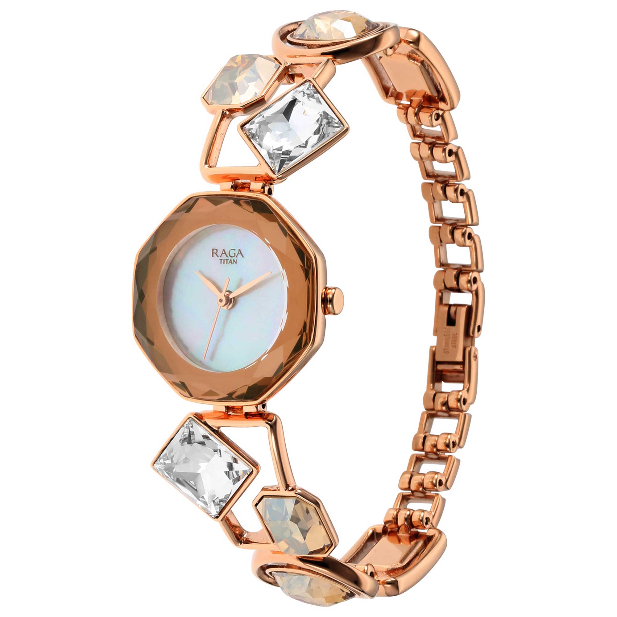 Titan Love All Analog Mother of pearl Dial Metal Strap Watch for Women