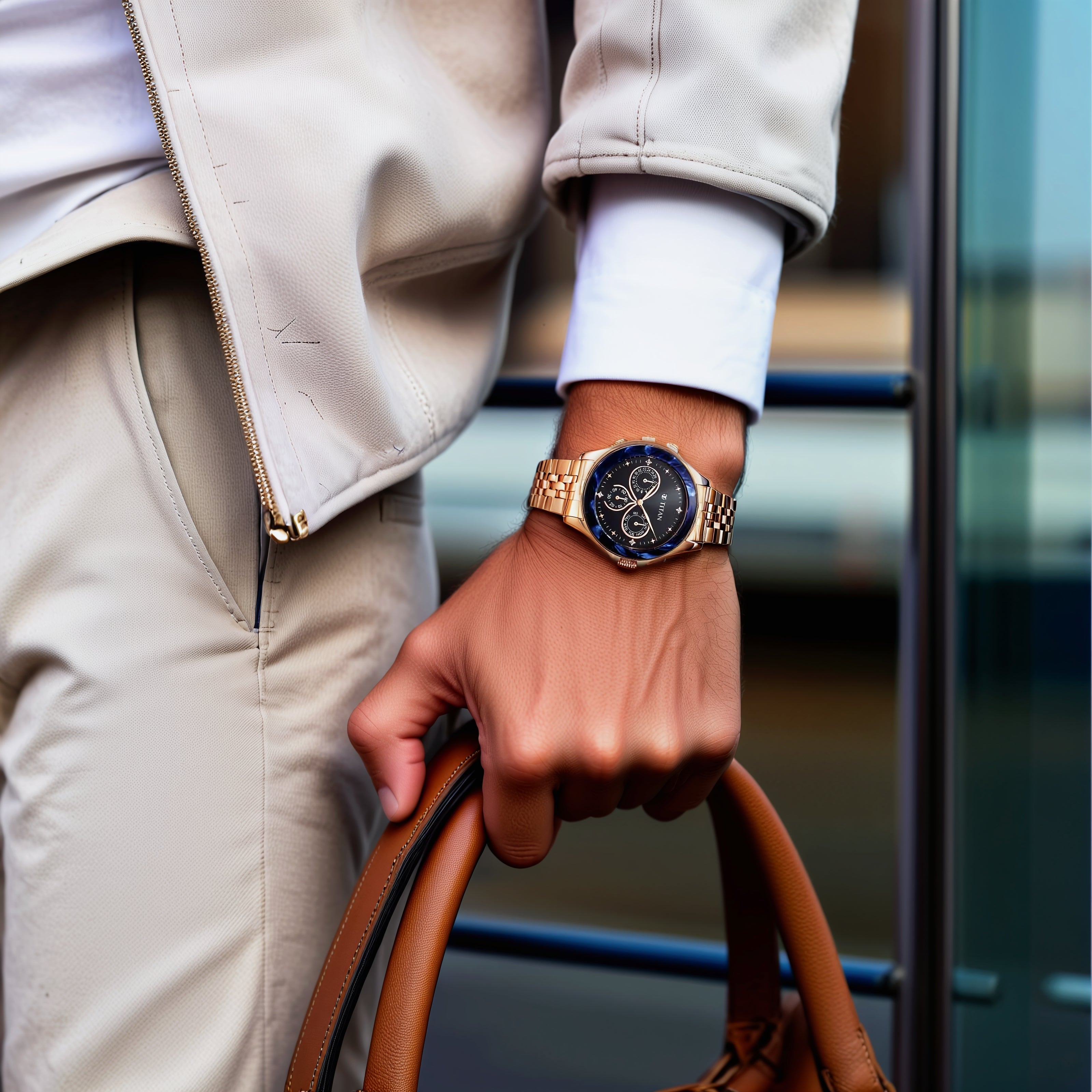 Titan Purple Acetate Black Dial Women Watch With Stainless Steel Strap