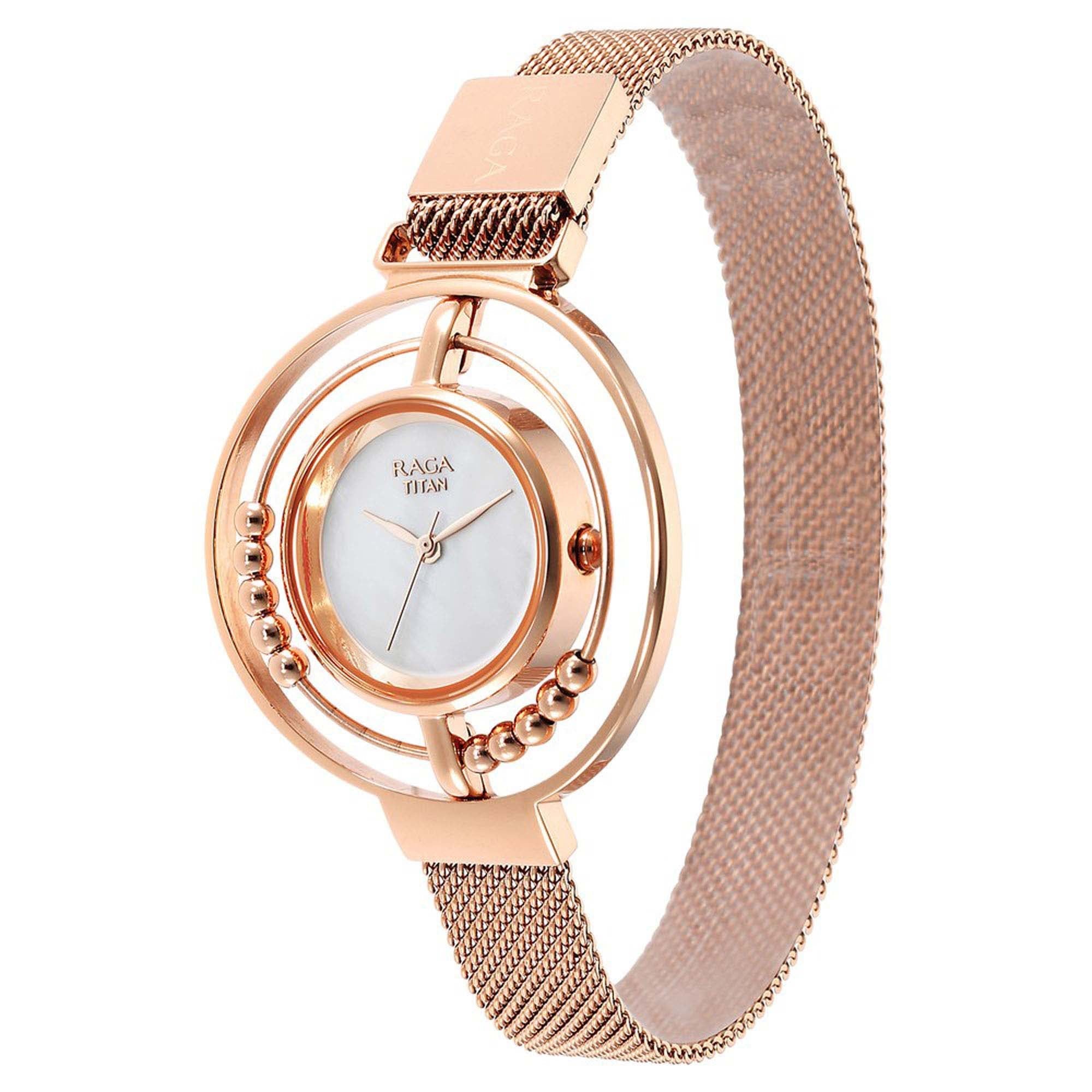 Titan Raga Delight Mother Of Pearl Dial Analog Stainless Steel Strap watch for Women