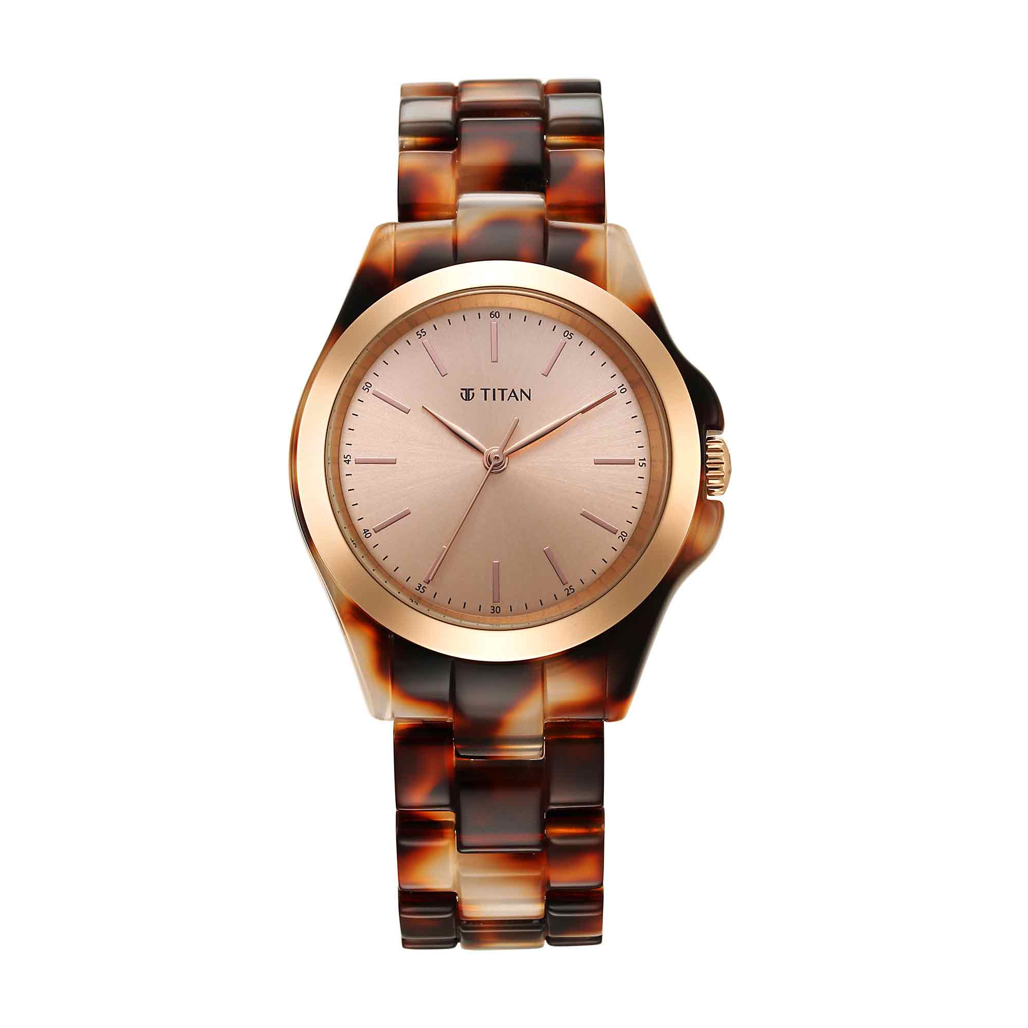 Titan Fashion Acetate Rose Gold Dial Analog Acetate Strap Watch for Women