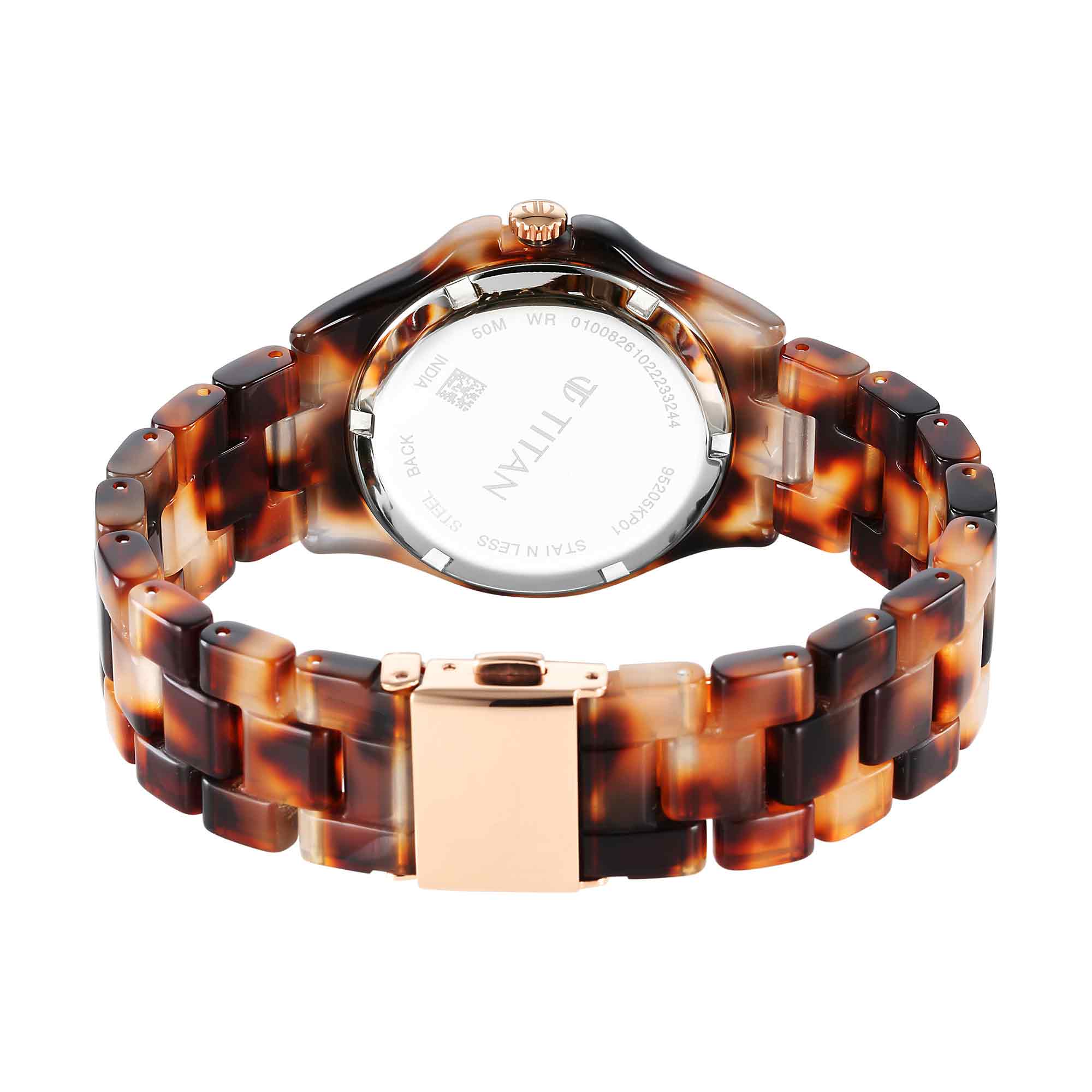 Titan Fashion Acetate Rose Gold Dial Analog Acetate Strap Watch for Women