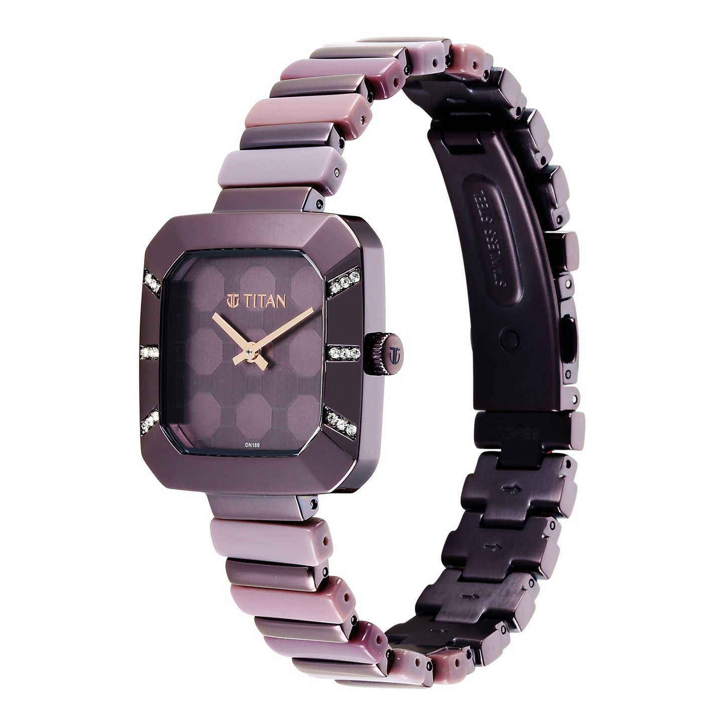 Glitz Purple Dial Metal & Plastic Strap Watch for Women