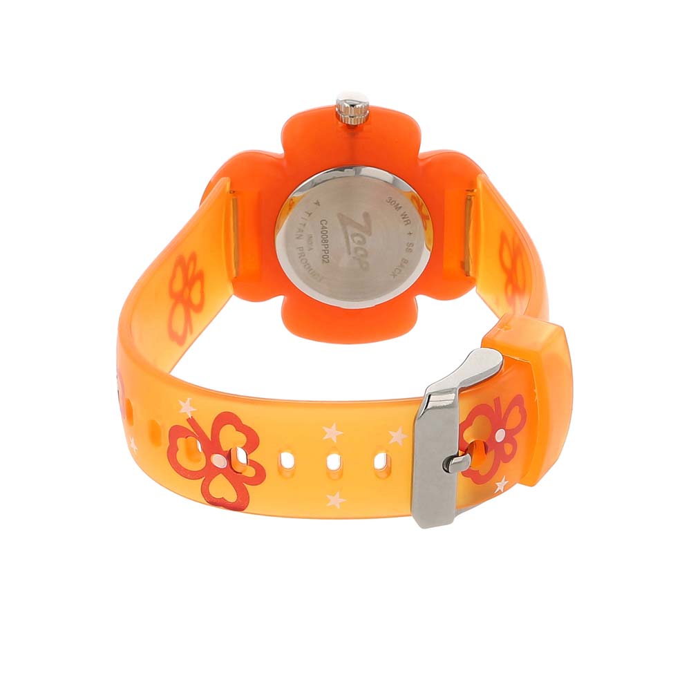 Zoop By Titan Quartz Analog Orange Dial PU Strap Watch for Kids