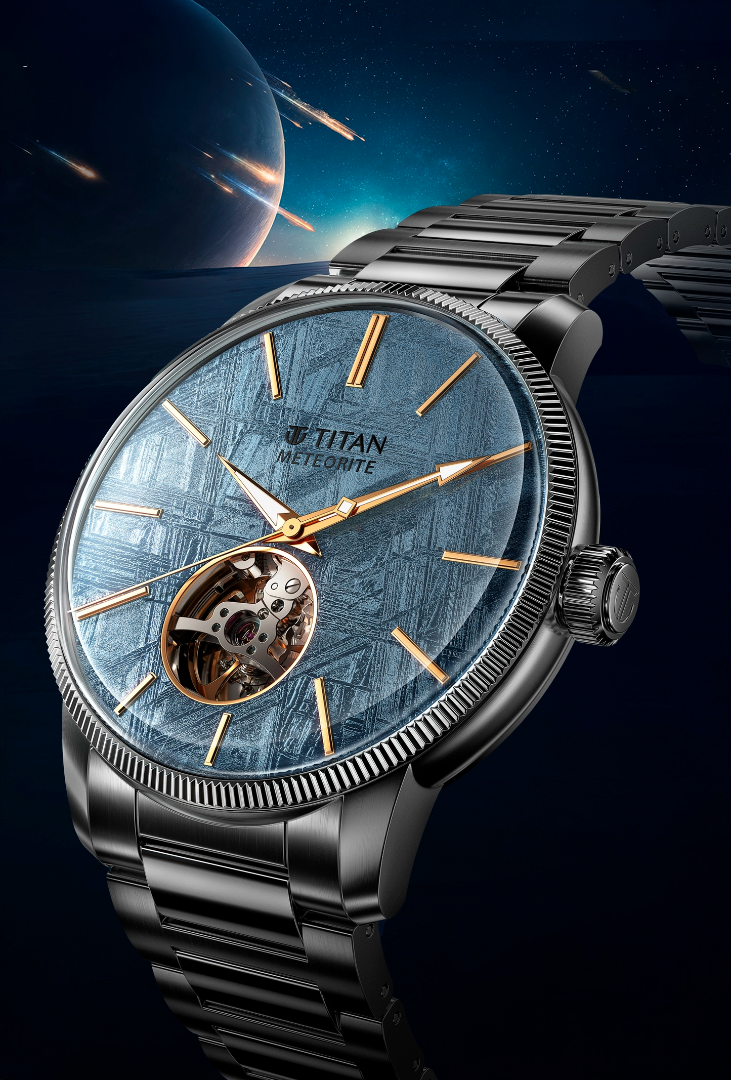 Titan Stellar Meteorite Open-Heart Dial Automatic Watch